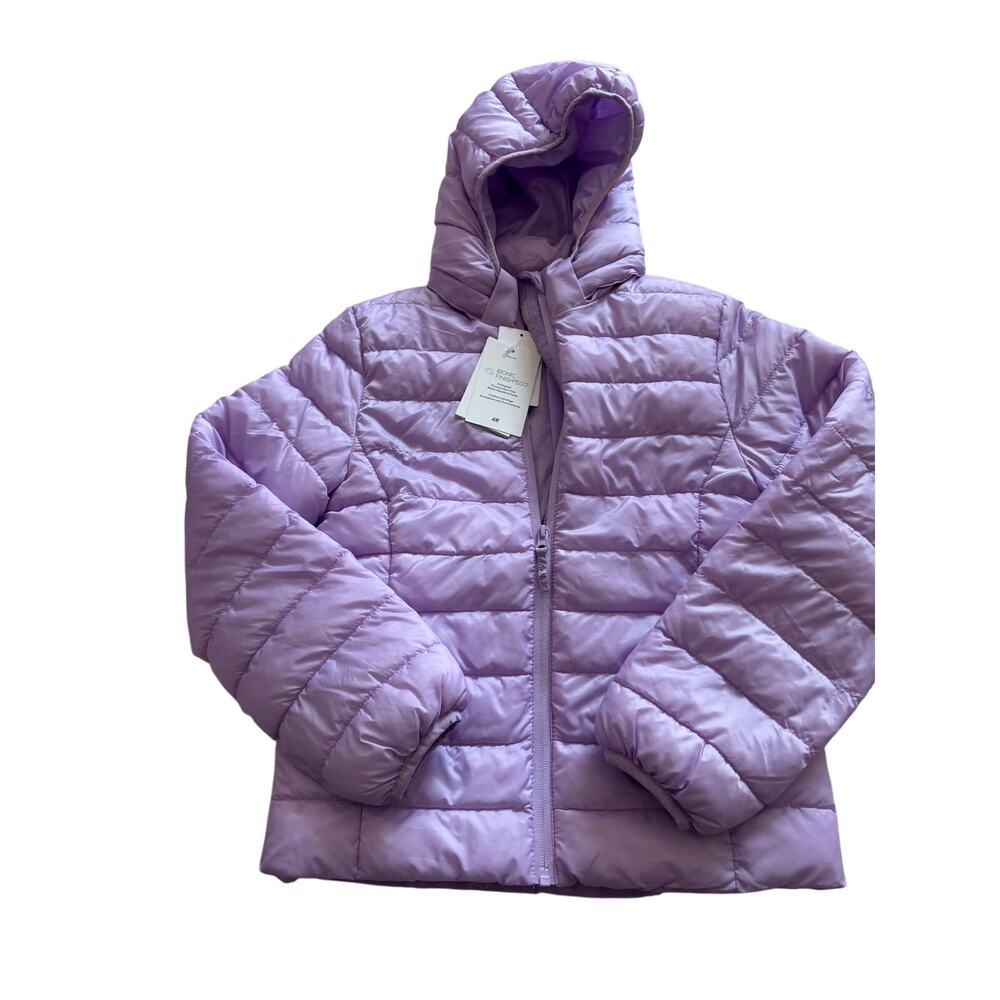 H&M lavander 8/10 puffer jacket pockets removable hood nwt perfect